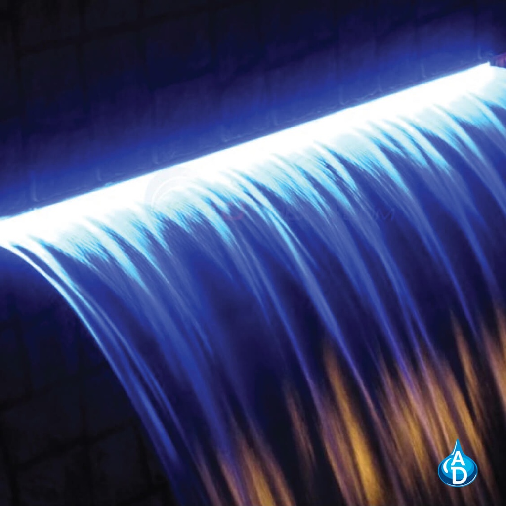 CASCADA DE AGUA ACRÍLICA DE 48Pulg (120 CM)(CON LED 17W/12V) CON LABIO DE 25MM FPAQLC120025  
