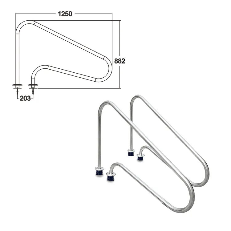 Pasamanos XCH-PK Tipo P Recto 125cmX80cm XCH-PK-ARG
