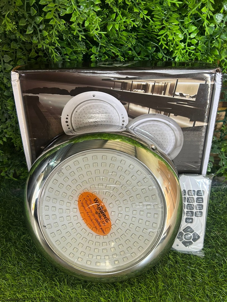 FOCO PLANO COLOR JACUZZI CON ARO DE ACERO INOXIDABLE DIAM 5" 12V AC 10W RGB CON CONTROL R18 FPAQA2C210 JACUZZI/SPA