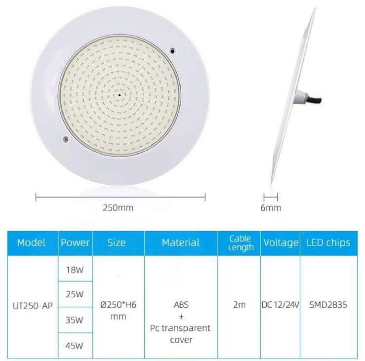 FOCO LED ULTRA PLANA RGB (COLORES) 25W / AC12V / RGB / 260MM AP-UT250