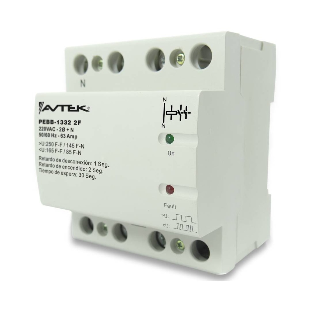 Protección de Voltaje, supresor y corta corriente. 13500VA/W, 63A, 3 min. 