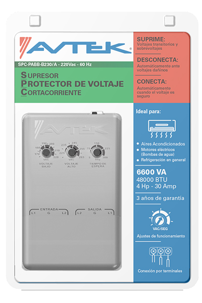 Protector de voltaje con ajustes,  6600VA/W, 30 A, 220 VAC SPC-PABB-B230/A