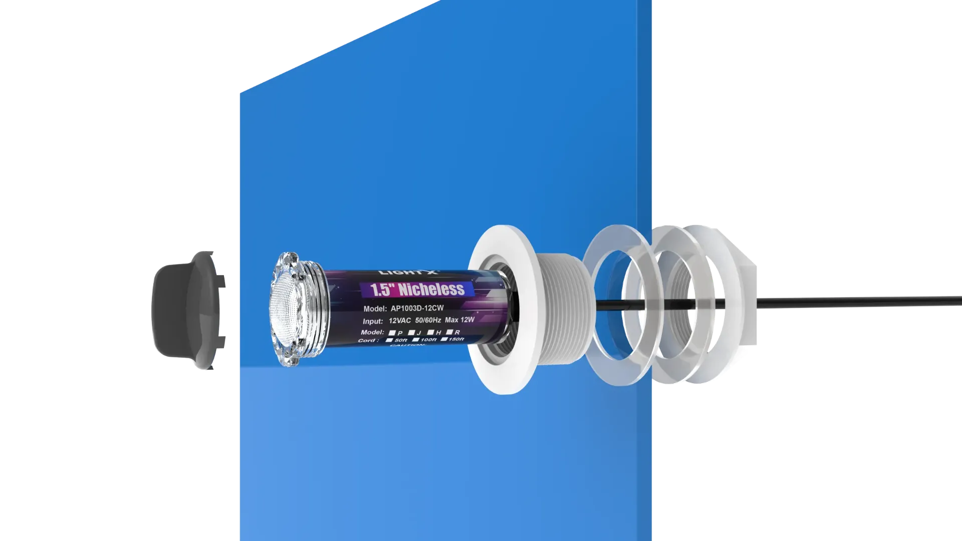 [XCH-EV-1003D-12CW50] Foco X-LIGHT RGBW COLOR (MODELO PC) AC 12V 12W 50FT CABLE LUZ (TIPO GLOBRITE) XCH-EV-1003D-12CW-50 (CONTROL PENTAIR)