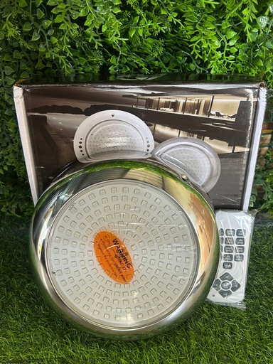 [FPAQA20232] FOCO PLANO BLANCO12V AC 32W  CALIDO / BLANCO FRIO CON CONTROL REMOTO R8 CON ARO DE ACERO INOXIDABLE FPAQA20232