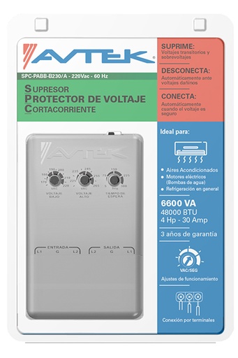 [SPC-PABB-B230/A] Protector de voltaje con ajustes,  6600VA/W, 30 A, 220 VAC SPC-PABB-B230/A